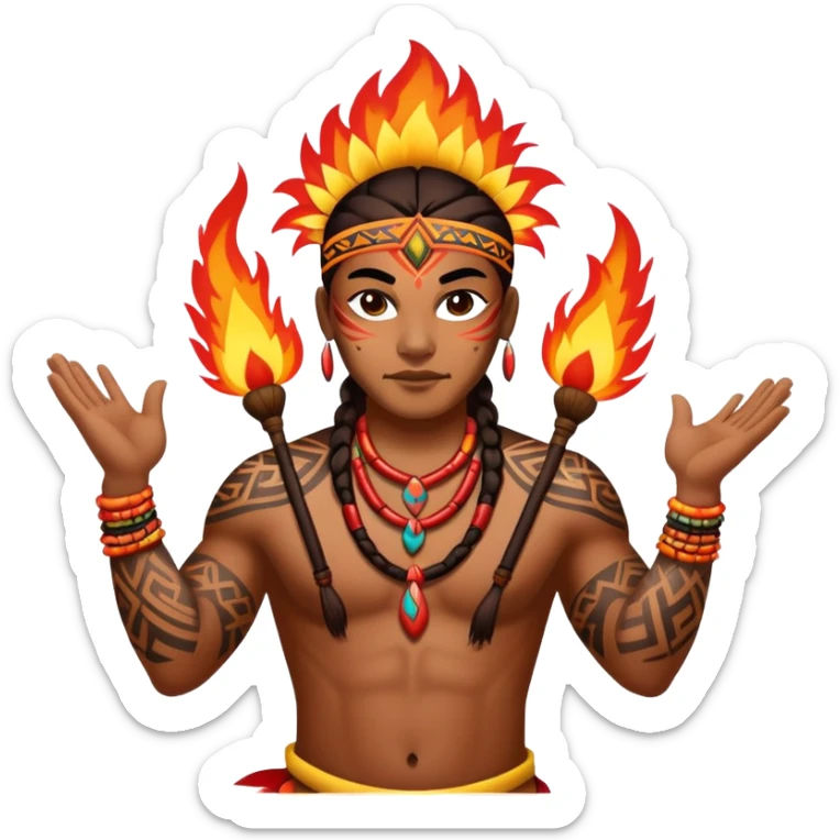 Hawaiian fire dancers with lots of tribal tattoos sticker