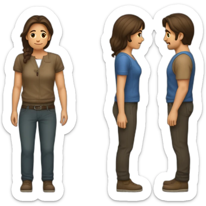 une femme brune faisant un câlin à un homme brin par derrière sticker