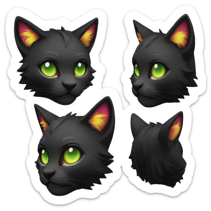 Edgy Shy Anthro cool pretty colorful dark cat-fursona techwear punk black emo-mane sticker