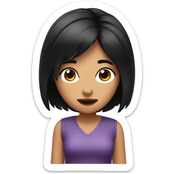 Girl with black hair sticking out tongue  sticker
