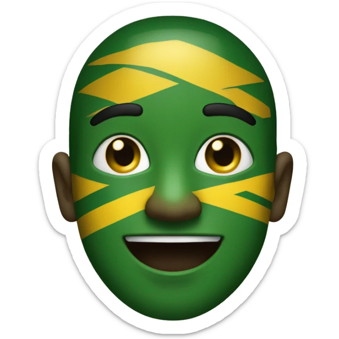 The number 100% in Jamaican colors, green black and gold  sticker