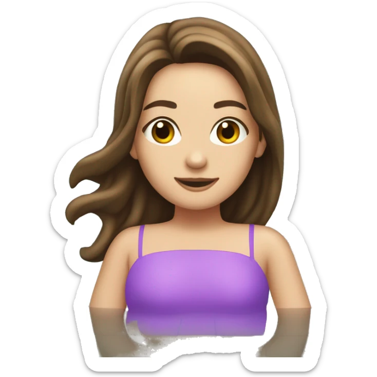 Brunette hair white girl floating in the pool, wearing a tube around her sticker