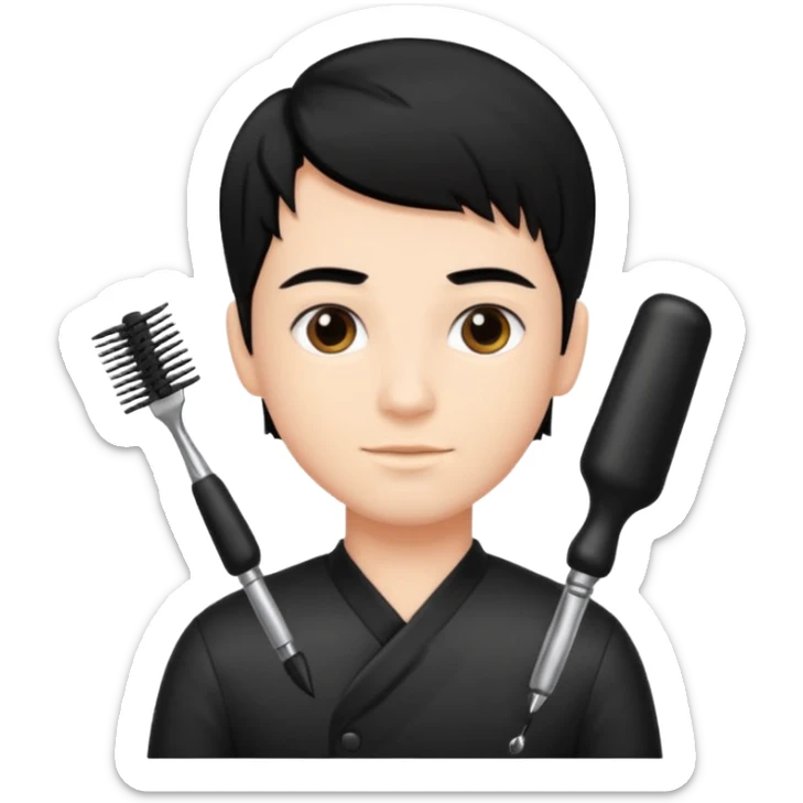 A beautiful boy salon Hairstylist in black hair sticker