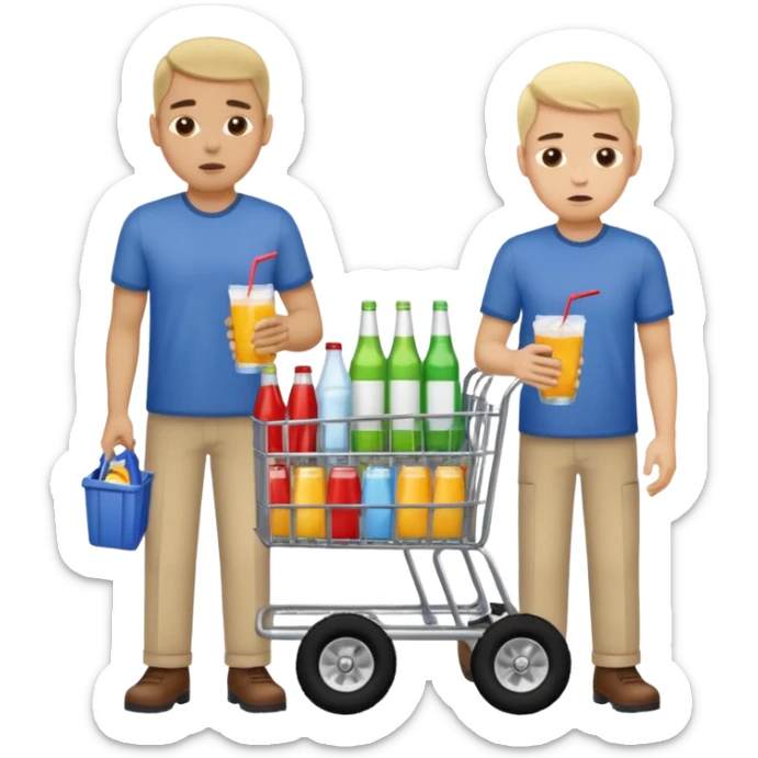 g'ildiragi singan ichimliklar ortilgan arava bir baloni singan uni yonida aka uka havotirli nigoh bilan bir biriga qarab turishibdi sticker