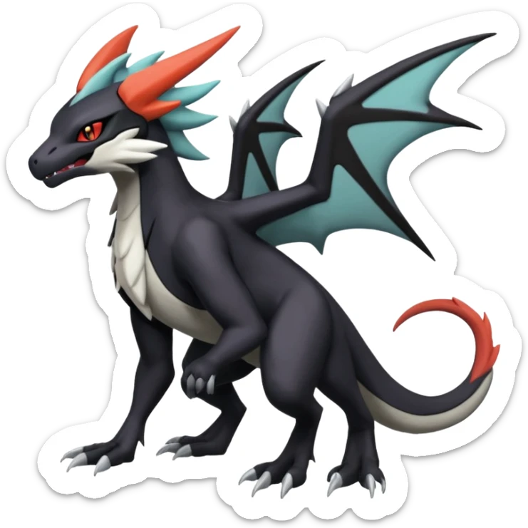 Salandit-Noivern-Mightyena-Silvally-Fakémon-hybrid-creature (full body)  sticker
