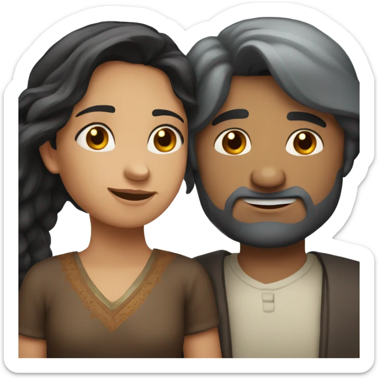 Love between a 30 years old white russian dark long hair girl and a 35 years old indian boy with dark hair sticker