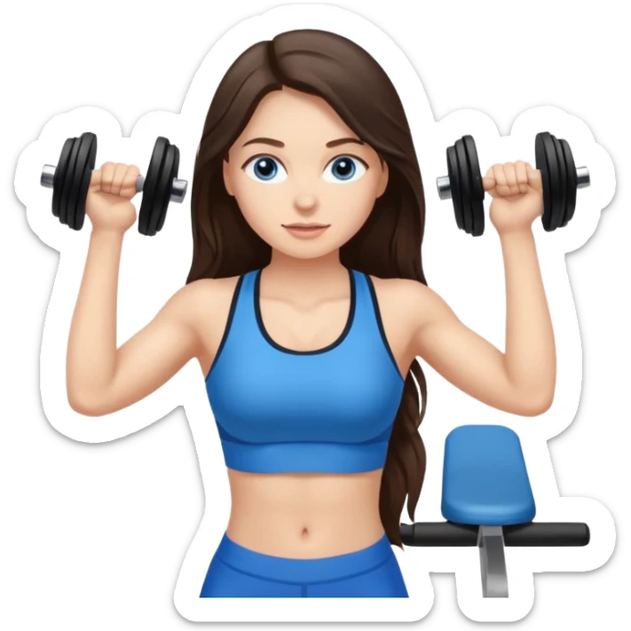 brunette long hair blue eyes gym girl working out sticker