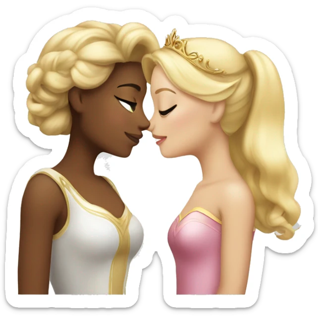 2 women princesses couple blonde kiss sticker