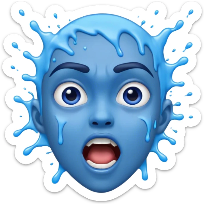 Like this 😖 but with an open mouth and 😧 the eyes and eyebrow of that won the like a blue back splash like 😨 sticker