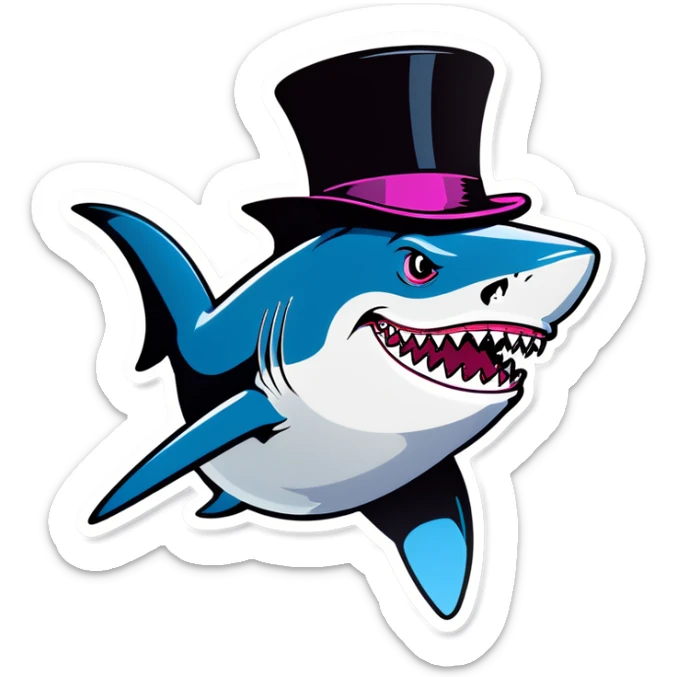 Shark with a top hat sticker