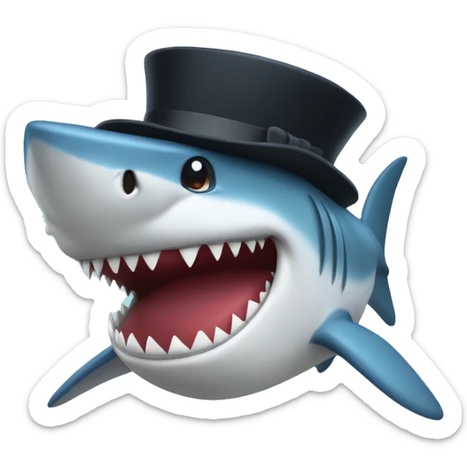 Shark with a top hat sticker