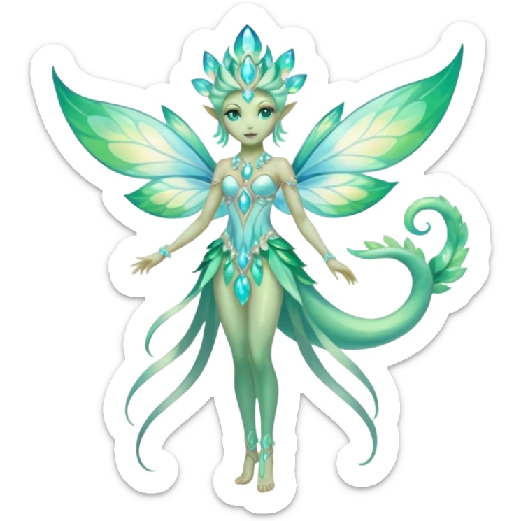 Opalescent Luminescent Ethereal Beautiful gorgeous Glamorous Elegant stunning sylvan enchanted Arcadian Fakémon-creature-fusion (full body) sticker