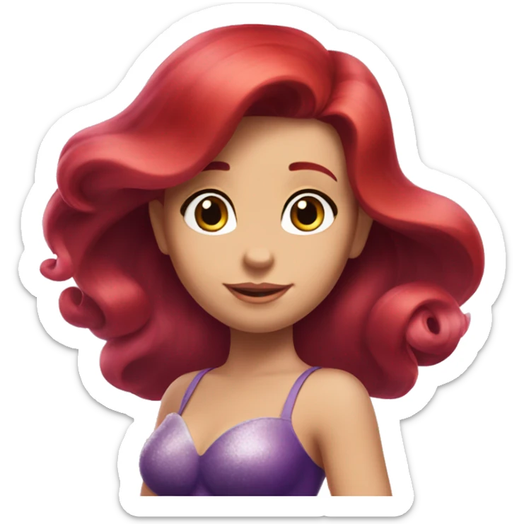 Ariel-the little mermaid-purple top-red hair sticker