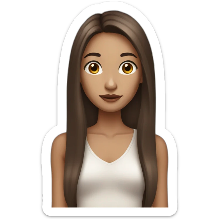 long brown hair skinny girl with thin face and makeup from head to chest sticker