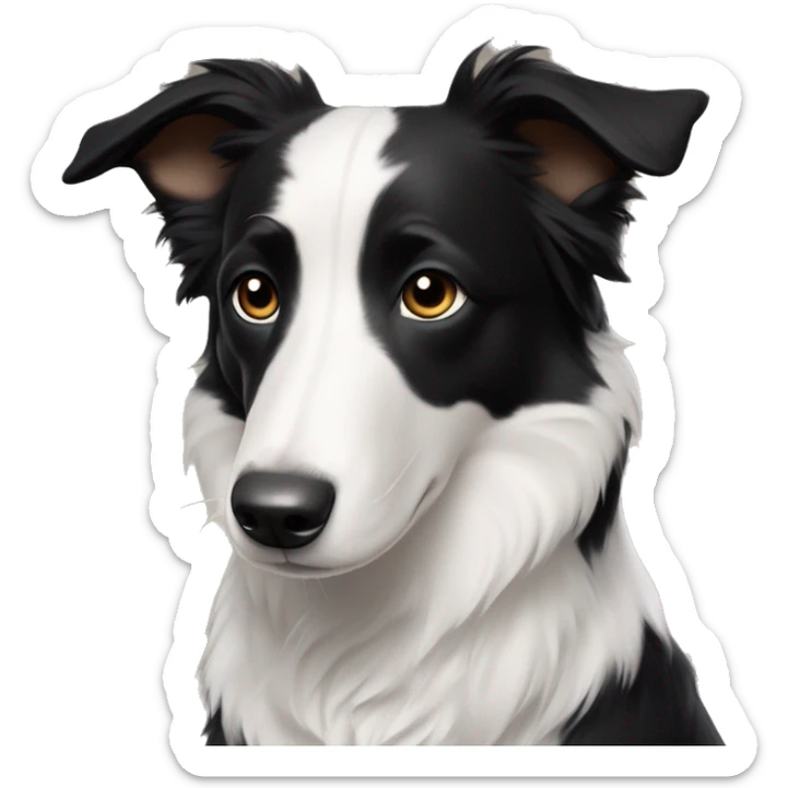 black short hair border collie with white neck and black nose floppy ears sticker
