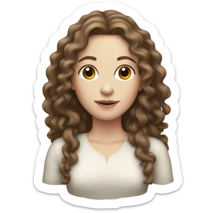 Woman with pale skin and long curly brown hair  sticker