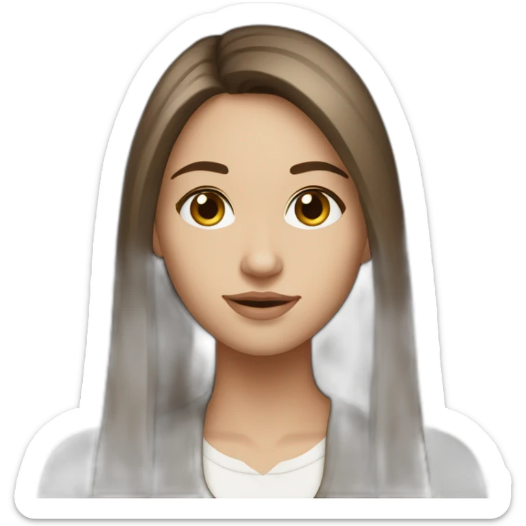 23 years old white and beautiful woman with a long straight brown hair sticker