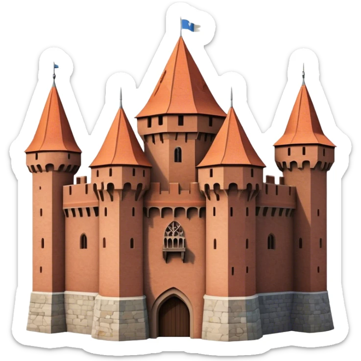 Cinematic Realistic Malbork Castle Landmark Emoji, depicted as an imposing medieval fortress rendered with rich detail and dramatic, historic lighting. sticker