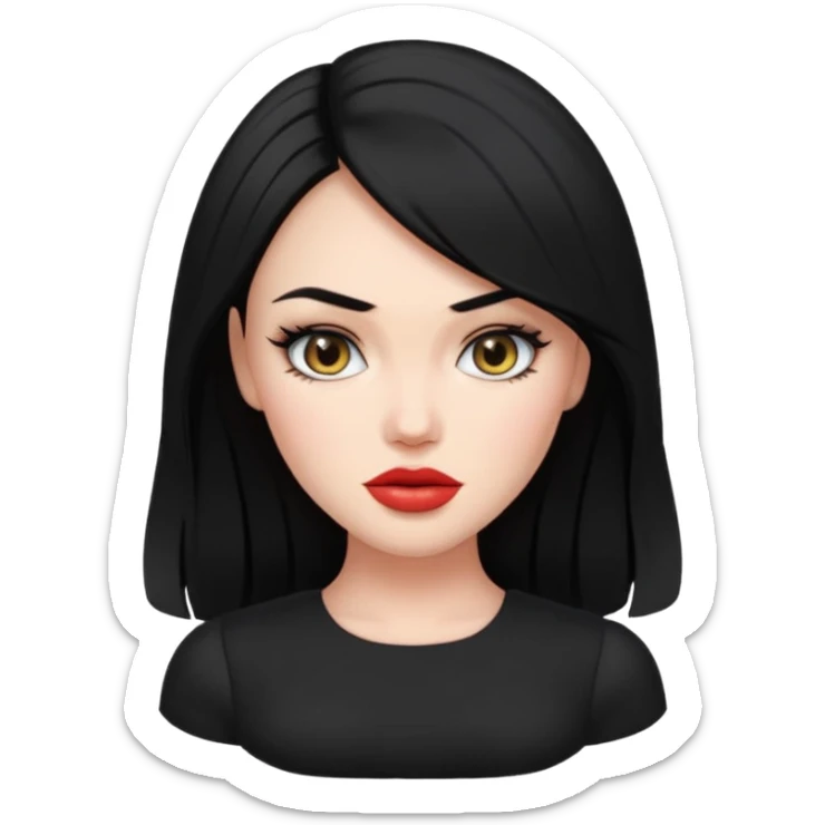 “Emoji girl, femme fatale, black hair. megan fox vibes black dress sticker