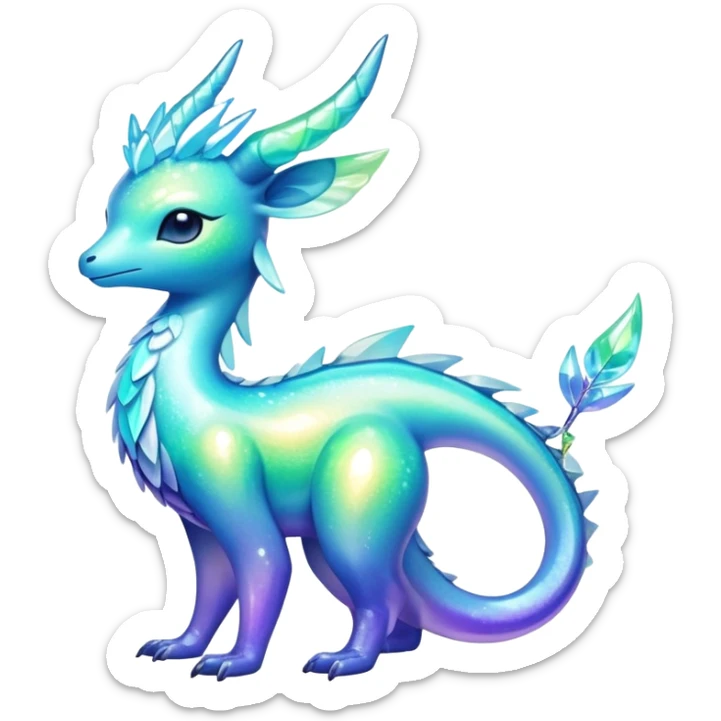 Shiny Exotic Colorful Amaura-Aurorus-Fakémon-hybrid-creature (full body)  sticker