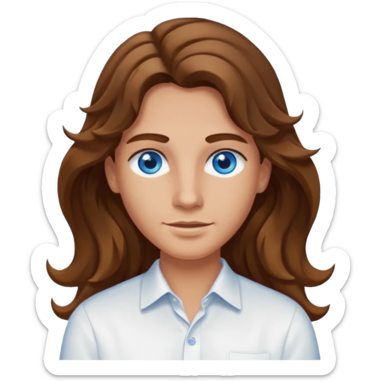 Extra Long wavy hair, brown hair, blue eyes Caucasian not young sexy sticker