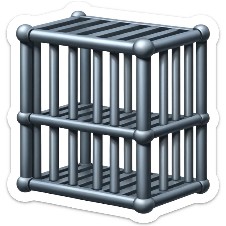 If there was a jail cell emoji in iOS, how would you design and iOS style emoji. Create an jail cell emoji with no prisoner. (Not a cage must be 4 rods facing) sticker