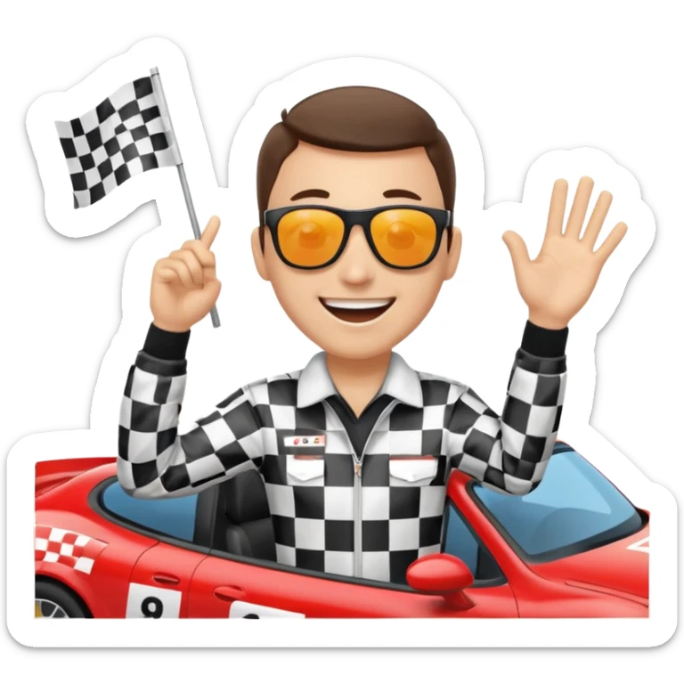 SONO UN DIRETTORE DI GARA AUTO E SBANDIERO CON LA BANDIERA A SCACCHI PUOI GENERARE MENTRE SBANDIERO AUTO sticker