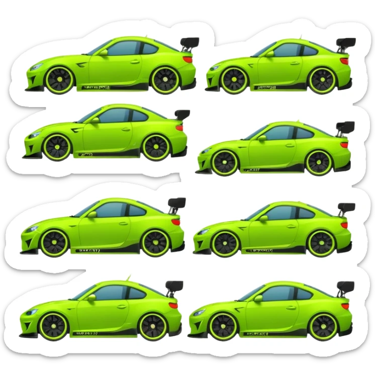 Emoji pack for R2 motorsport company, drift builds, motorsport parts, lime theme, just text sticker