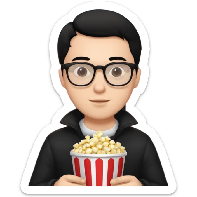 man black hair light skin tone in a movie theater sticker