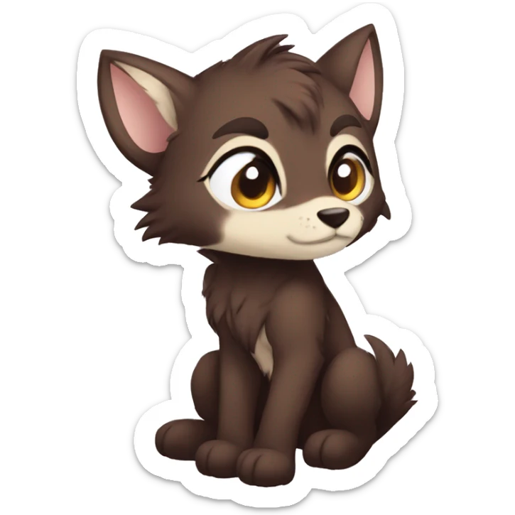 Anthro Shy Cute Cool Edgy Chibi Dark Brown Furry Animal Anthro Sona sticker