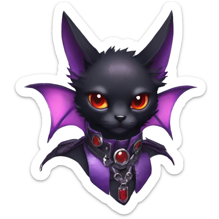 cool edgy black punk purple red ethereal fantasy nargacuga-bat-cat-Fakemon collar harness full body sticker