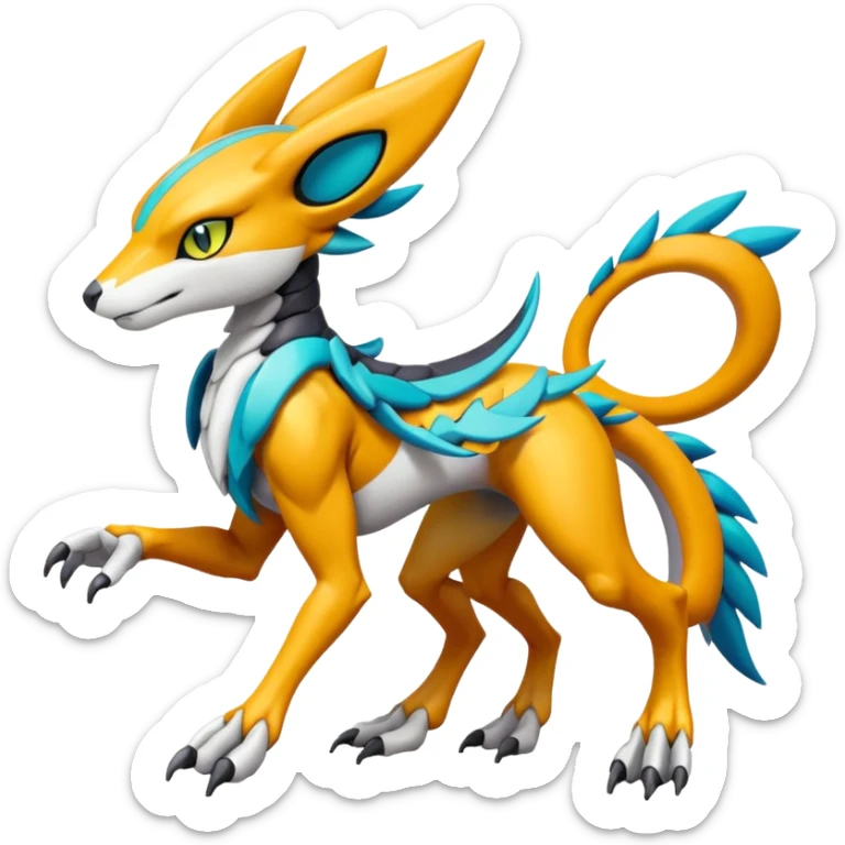 Colorful Meloetta-Wargreymon-Sergal-Pokémon-Digimon-Fakémon-fusion-hybrid-creature sticker