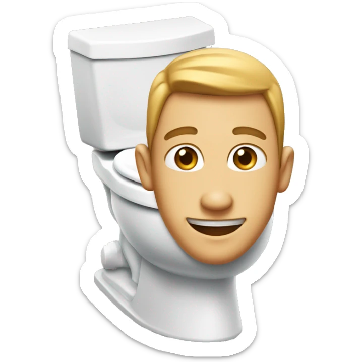 Skibidi toilet who is a man smiling who’s whole body except his face is in a toilet  sticker