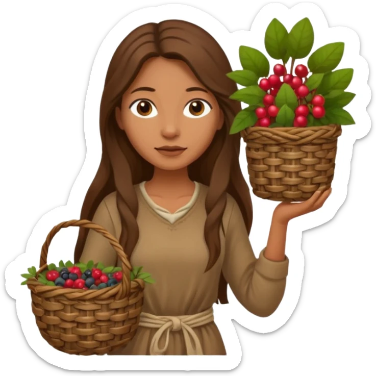 A gatherer woman carrying a woven basket of roots and berries.


















 sticker