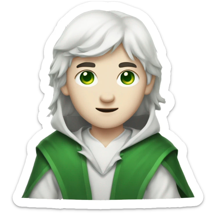 teenage white-skinned wizard with black hair, green eyes in green disgue sticker