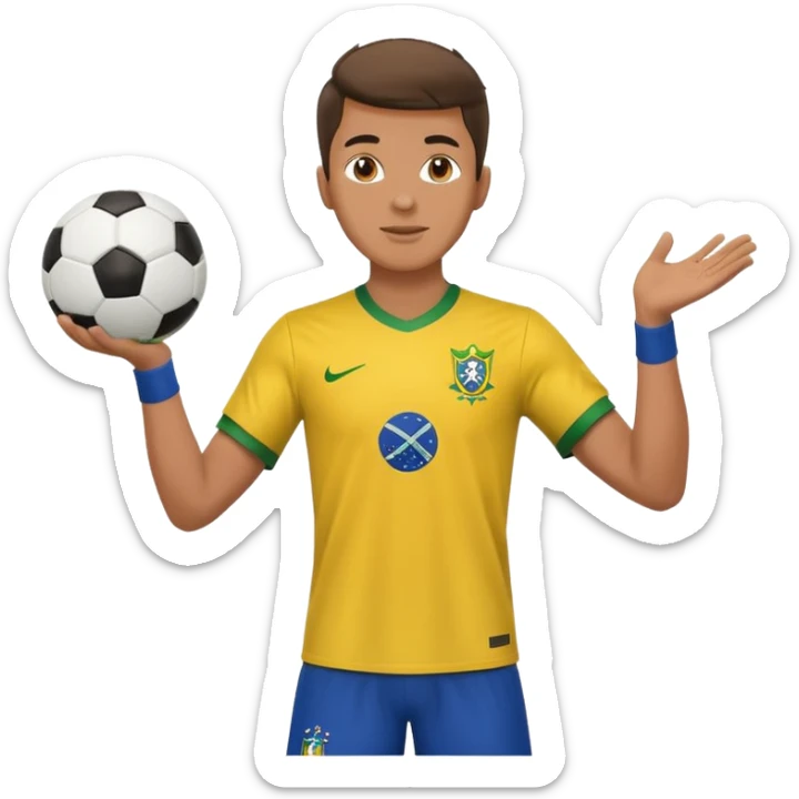A guy juggling a soccer ball with a brazil fc shirt on sticker