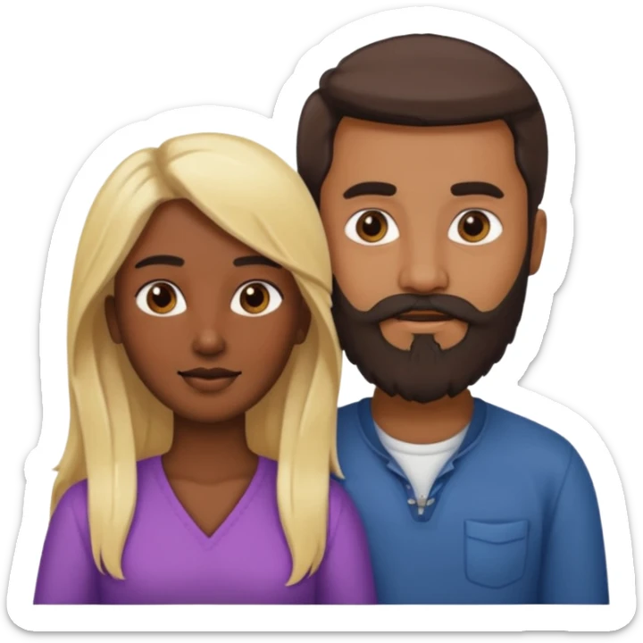 Indian man with beard holding naked blonde woman vagina sticker