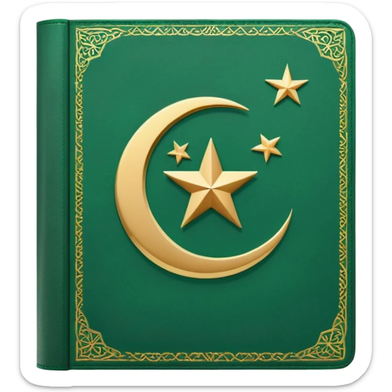 Closed Quran with the Islamic Symbol on it (moon and star) green sticker
