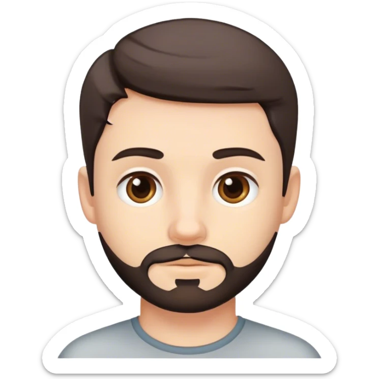 Cute white male, short dark colored hair and facial hair sticker