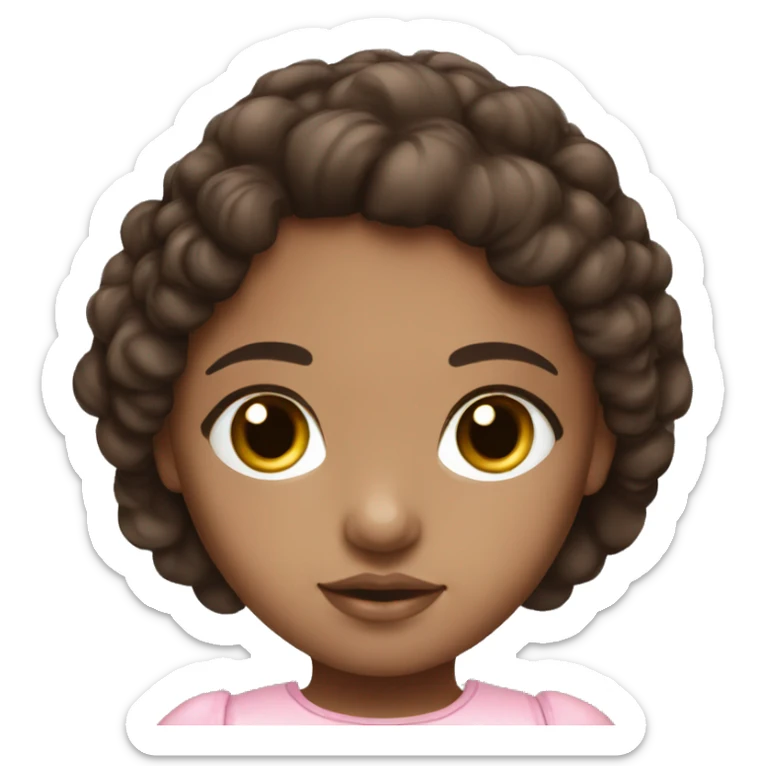 Brown doll eyes, dark brown hair, feminine, pink, girl, angelic sticker