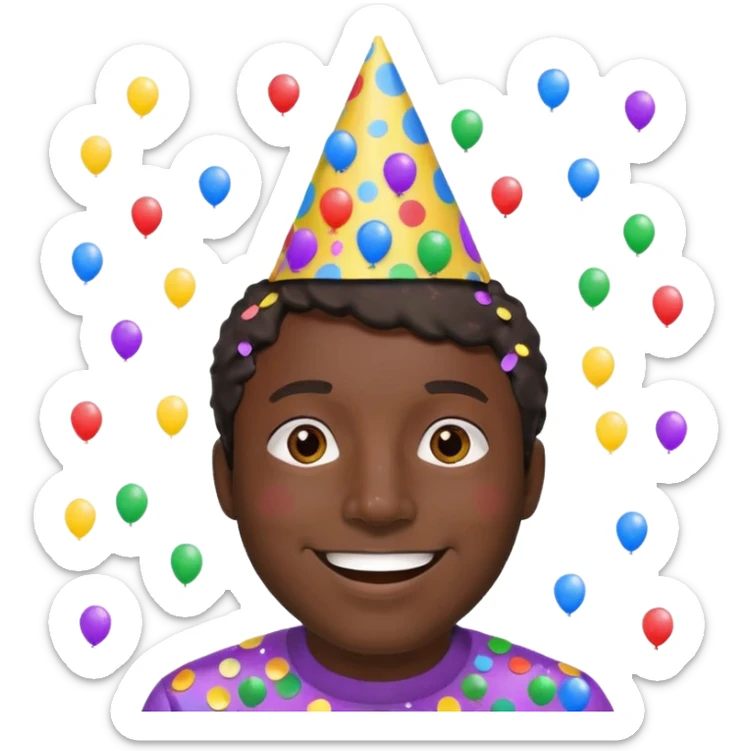 Diversión hombre moreno solo cabeza con bonete y confetis  sticker