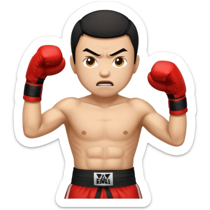 click that wong sze man face in thai boxing with angry face 20 times woman click woman sticker