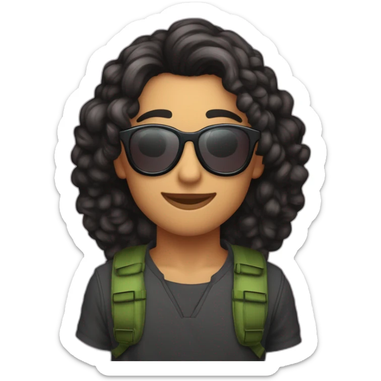 Beau jeune brun cheveux noir bouclé coupe dégradé avec une tortue met de lunette noir et grand de taille et musclé sticker