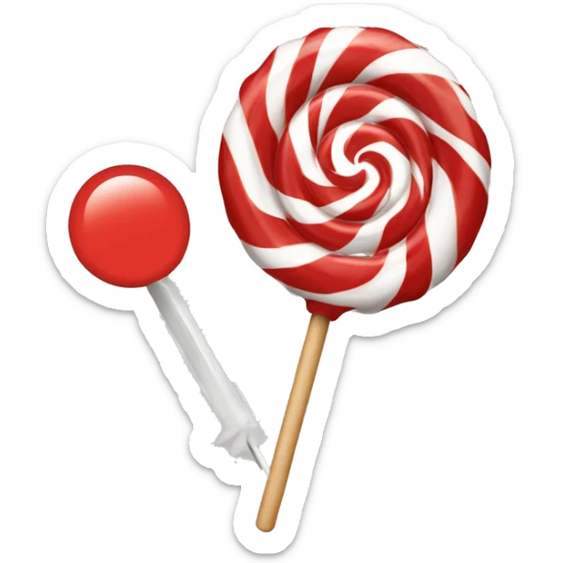 Red and White Swirled Lollipop on Stick and the inscription "innovations" sticker