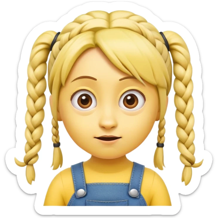 yellow minion character with girl hair, pigtails sticker