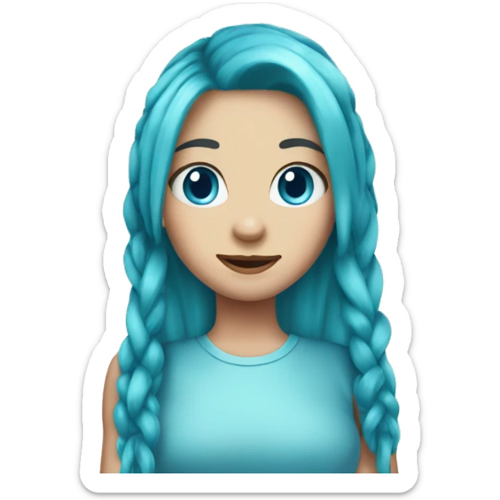 Cyan hair,girl,blue eyes,pigtails,long hair sticker