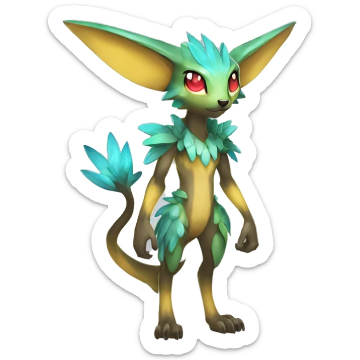 Anthro Cool Edgy Legendary Colorful Shy Shiny Fakemon-Pokémon-Fantasy-Creature With Full Body Detailed High Quality sticker