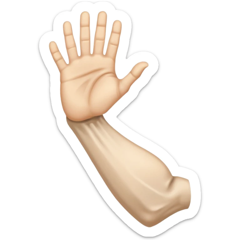 a weak, decrepit human arm and hand, limp and frail, in the style of the strong arm emoji sticker