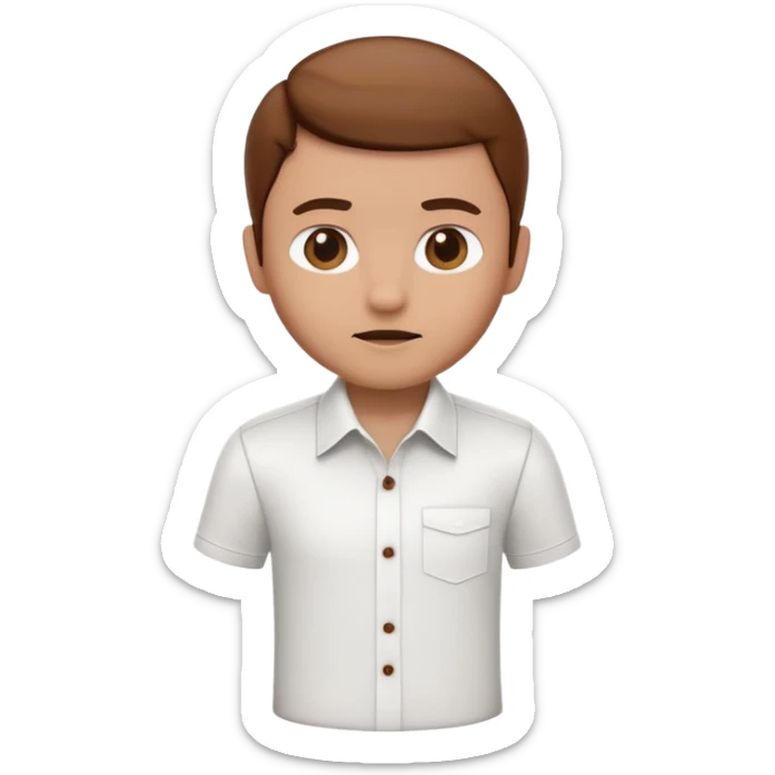 A 3D cartoon white shirt with a brown soil stain in the center, smooth fabric texture, bright lighting, realistic Memoji-style look. sticker