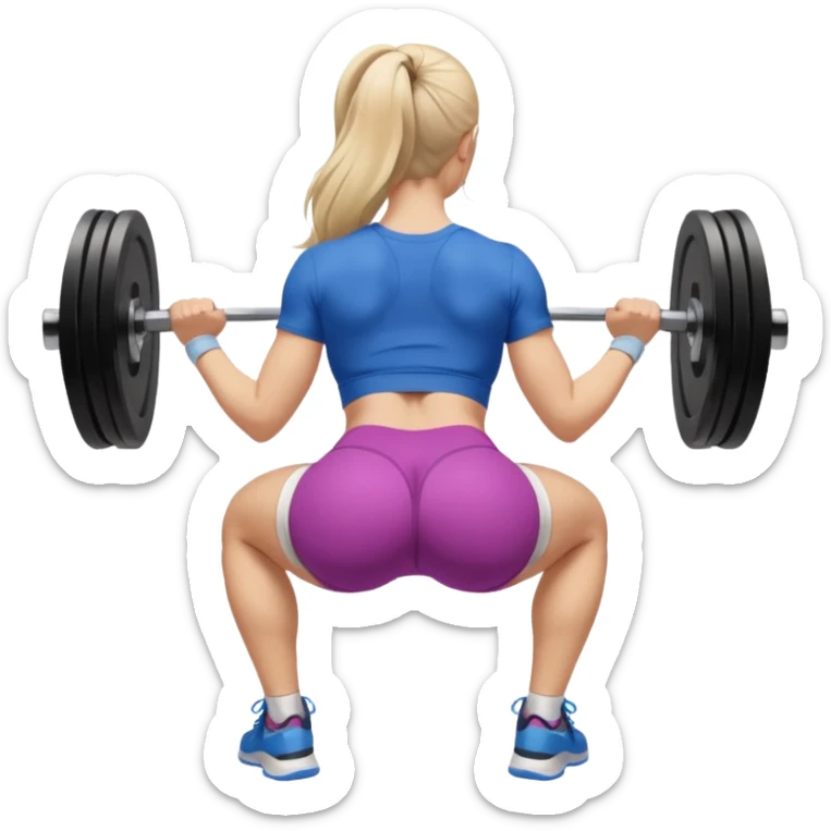girl working out glutes shirt on but showing from behind but she's squatting and full body zoomed out also more coverage please  sticker